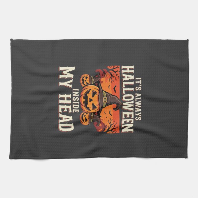 Linge De Cuisine Toujours citrouille de Halloween Sorcière Design_1 (Horizontal)