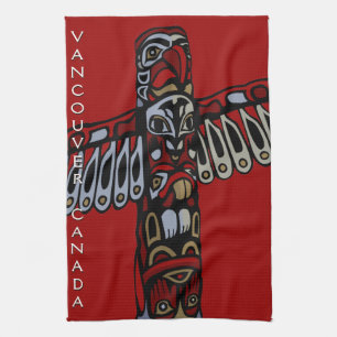 Linge De Cuisine Tour Canada Totem natif Pole Vancouver Tea Towel