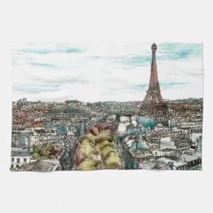 Linge De Cuisine Tour Eiffel vintage des destinations   dans la vue