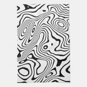 Linge De Cuisine Tourbillon blanc noir Conception abstraite