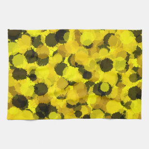 Linge De Cuisine Tournesol abstrait jaune motif nature moderne