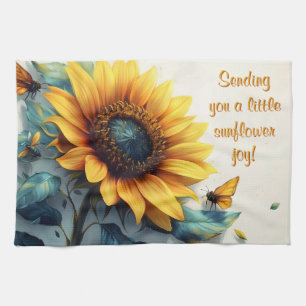 Linge De Cuisine Tournesol avec Papillons avec Texte Personnalisabl