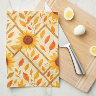 Linge De Cuisine Tournesol rétro et aquarelle rustique