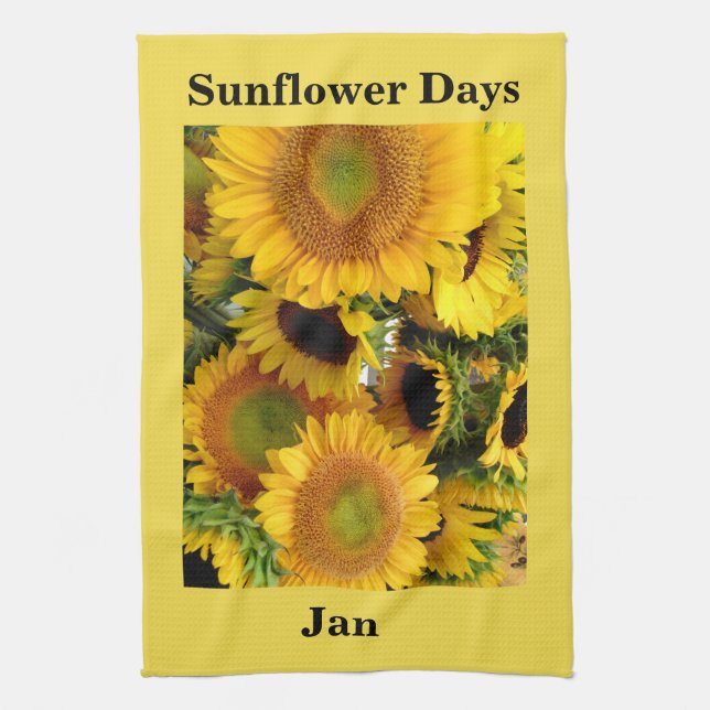 Linge De Cuisine Tournesol Tissé Jaune Votre NOM PHRASE Cadeau (Vertical)
