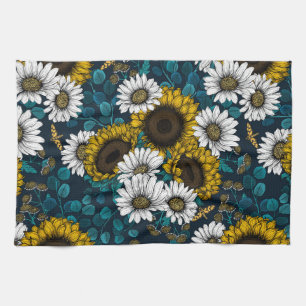 Linge De Cuisine Tournesols et marguerites, jardin d'été 2