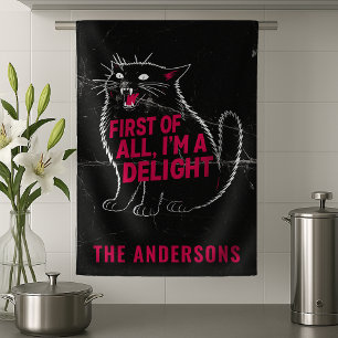 Linge De Cuisine Tout D'abord Je Suis Un Délice Chat Noir Rugissant