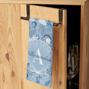 Linge De Cuisine Towel de cuisine monogrammé Blue Ocean Sea Life