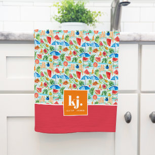 Linge De Cuisine Towel de cuisine monogrammé élégant pour l'été