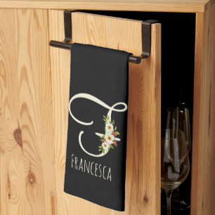 Linge De Cuisine Towel de cuisine noir monogramme Cadeau de pendais