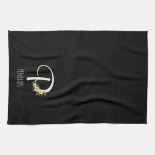 Linge De Cuisine Towel de cuisine noir monogramme Cadeau de pendais