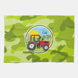 Linge De Cuisine Tracteur rouge; camo vert vif, camouflage