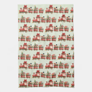 Linge De Cuisine Train de Noël Vintage avec jouets