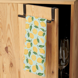 Linge De Cuisine Tranches de citron rétro sur vert menthe