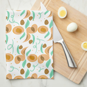 Linge De Cuisine Tranches de fruits de pêche abstraites motif dessi