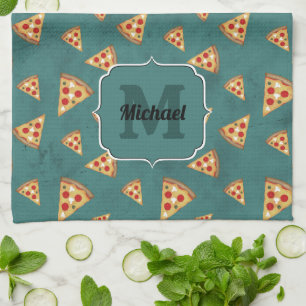 Linge De Cuisine Tranches de pizza cool vintage motif turquoise Mon