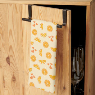 Linge De Cuisine Tranches et coeurs orange