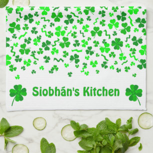 Linge De Cuisine Trèfles Shamrocks Irlandais Chanceux Personnalisés