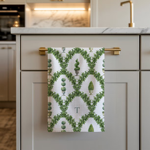 Linge De Cuisine Trellis d'arbre en topiaire monogrammé