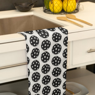 Linge De Cuisine Trendy Funny Pickleball noir et blanc