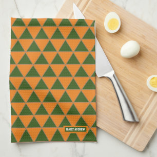 Linge De Cuisine Triangles motif orange et vert famille minima