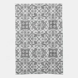 Linge De Cuisine Tribal Batik - gris / gris, noir et blanc