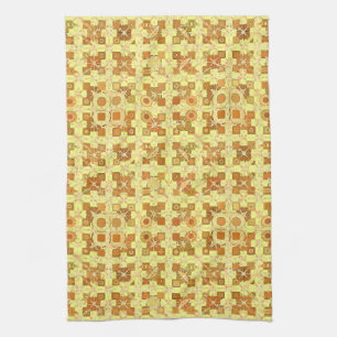 Linge De Cuisine Tribal Batik - jaune doré, brun et bronzé