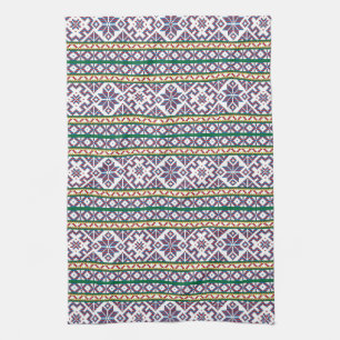 Linge De Cuisine Tribal Multicolore ancien symbole folk art design