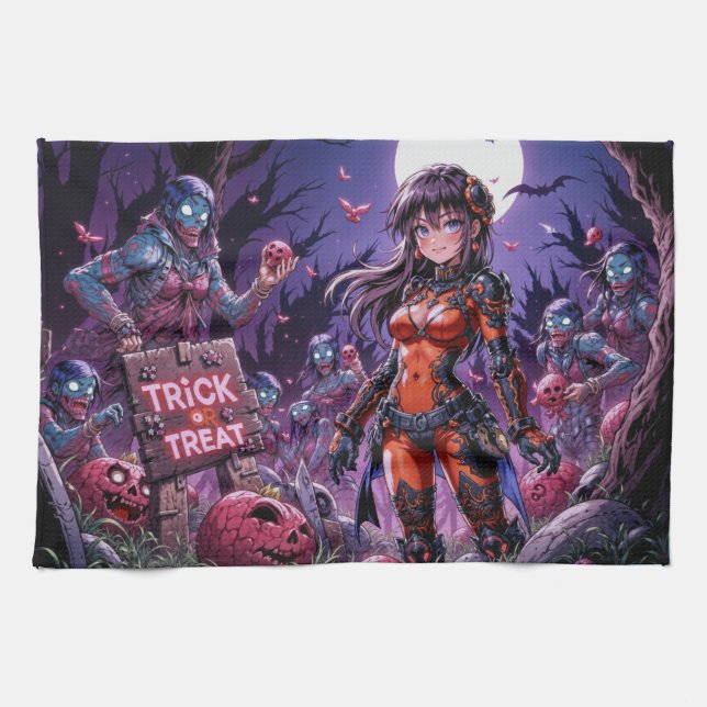 Linge De Cuisine Trick ou traiter Halloween Zombies distribuer le c (Horizontal)