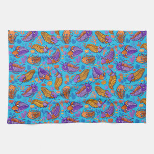 Linge De Cuisine Trilobites sur arrière - plan bleu clair (motif en