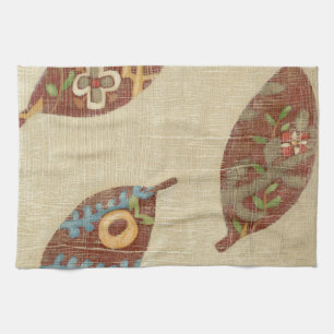 Linge De Cuisine Trois Feuilles sur l'Arrière - plan Texture Linen