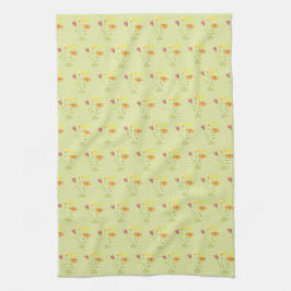 Linge De Cuisine Trois fleurs au soleil - motif transparent.