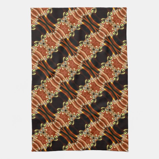 Linge De Cuisine Tronc d'or Feu Batik Cuisine Tea Cloth (Vertical)