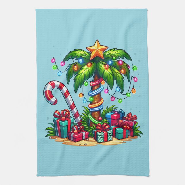 Linge De Cuisine Tropical Christmas Holiday Palm Tree (Vertical)