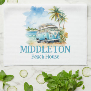 Linge De Cuisine Tropical Island Retro Bus Bleu