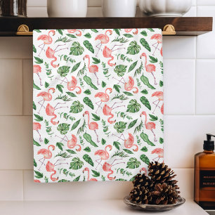 Linge De Cuisine Tropical Pink Flamingo Pattern v2