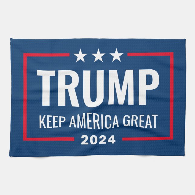 Linge De Cuisine Trump 2024 Gardez l'Amérique grande - bleu rouge (Horizontal)