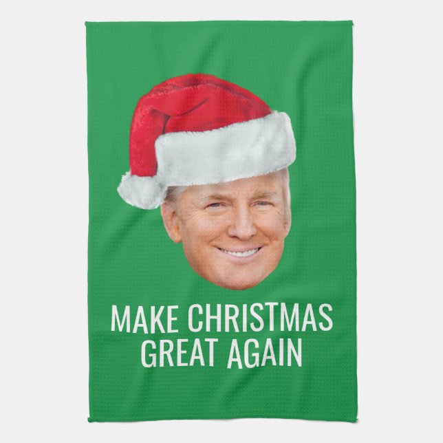 Linge De Cuisine Trump with Santa Hat - Make Christmas Great Again (Vertical)