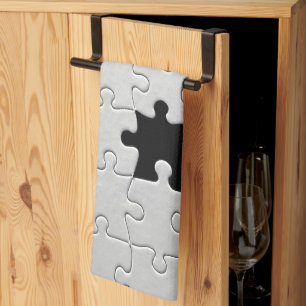 Linge De Cuisine Tu Me Complètes Romantique Noir et Blanc Puzzle