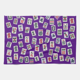 Linge De Cuisine tuiles de MahJong (symboles) sur fond violet