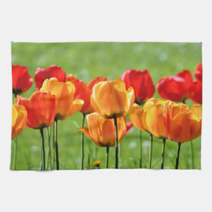 Linge De Cuisine Tulipes jaunes et rouges
