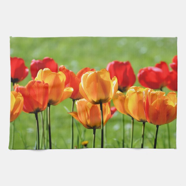 Linge De Cuisine Tulipes Jaunes Et Rouges (Horizontal)