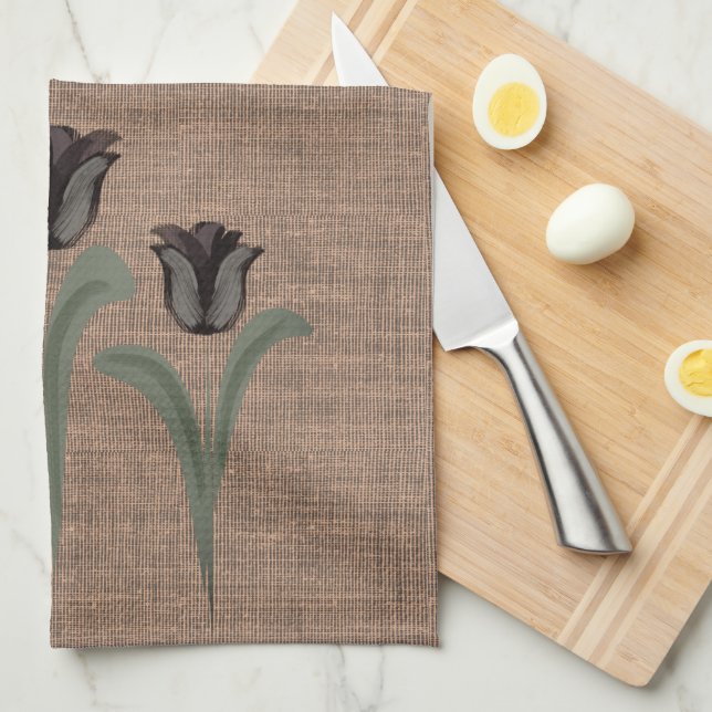 Linge De Cuisine Tulipes personnalisées (Quart Plié)