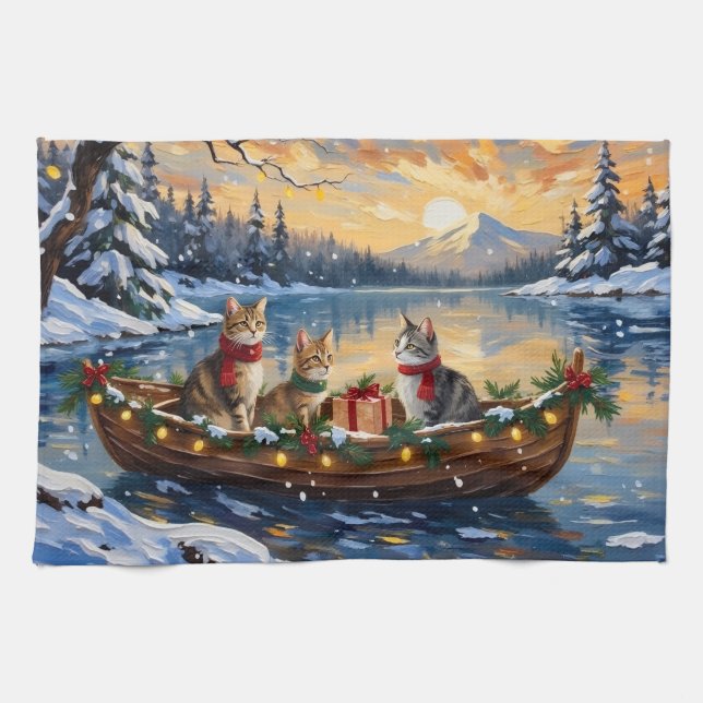 Linge De Cuisine Turkish Angora Cat Christmas Boat Holiday (Horizontal)