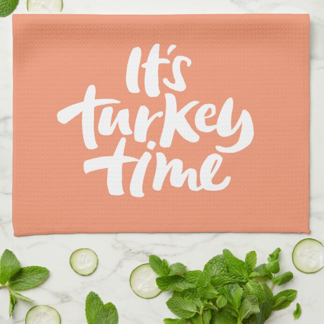Linge De Cuisine Turquie moderne Heure Thanksgiving Dîner Lettres T (Plié)