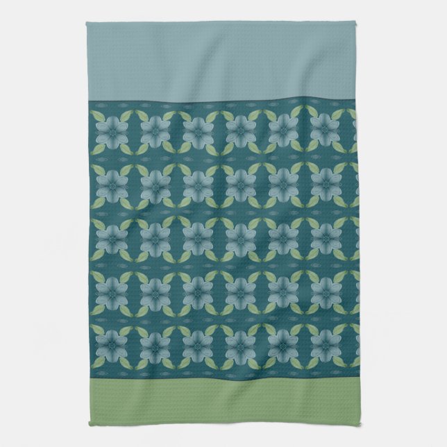 Linge De Cuisine Turquoise Avec Vert Et Blues (Vertical)