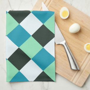 Linge De Cuisine Turquoise Bleu Mint Vert Charbon Blanc Plat