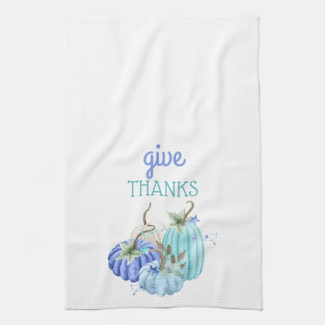 Linge De Cuisine Turquoise Blue Aqua Taupe Citrouille Automne autom (Vertical)