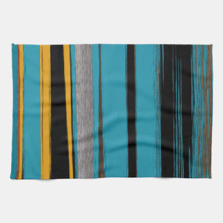 Linge De Cuisine Turquoise Et Noire - Bandes D'Art Abstraites