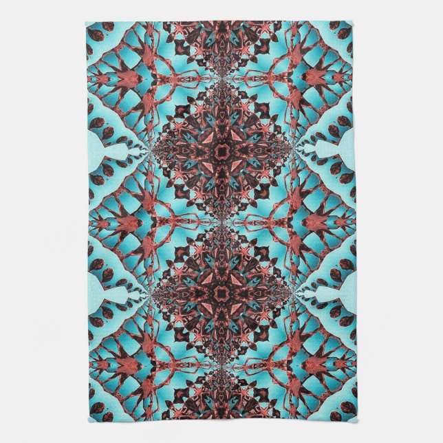 Linge De Cuisine Turquoise Fractale Star Blast (Vertical)