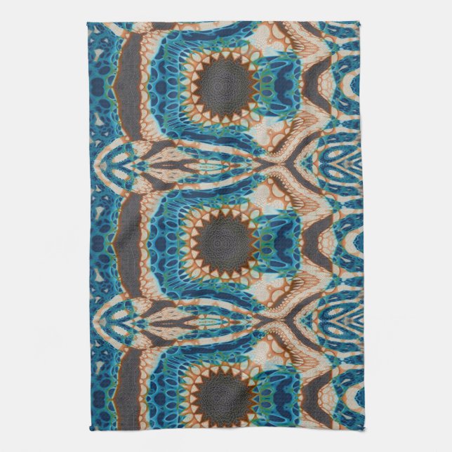 Linge De Cuisine Turquoise Gold Sun Southwestern Art (Vertical)